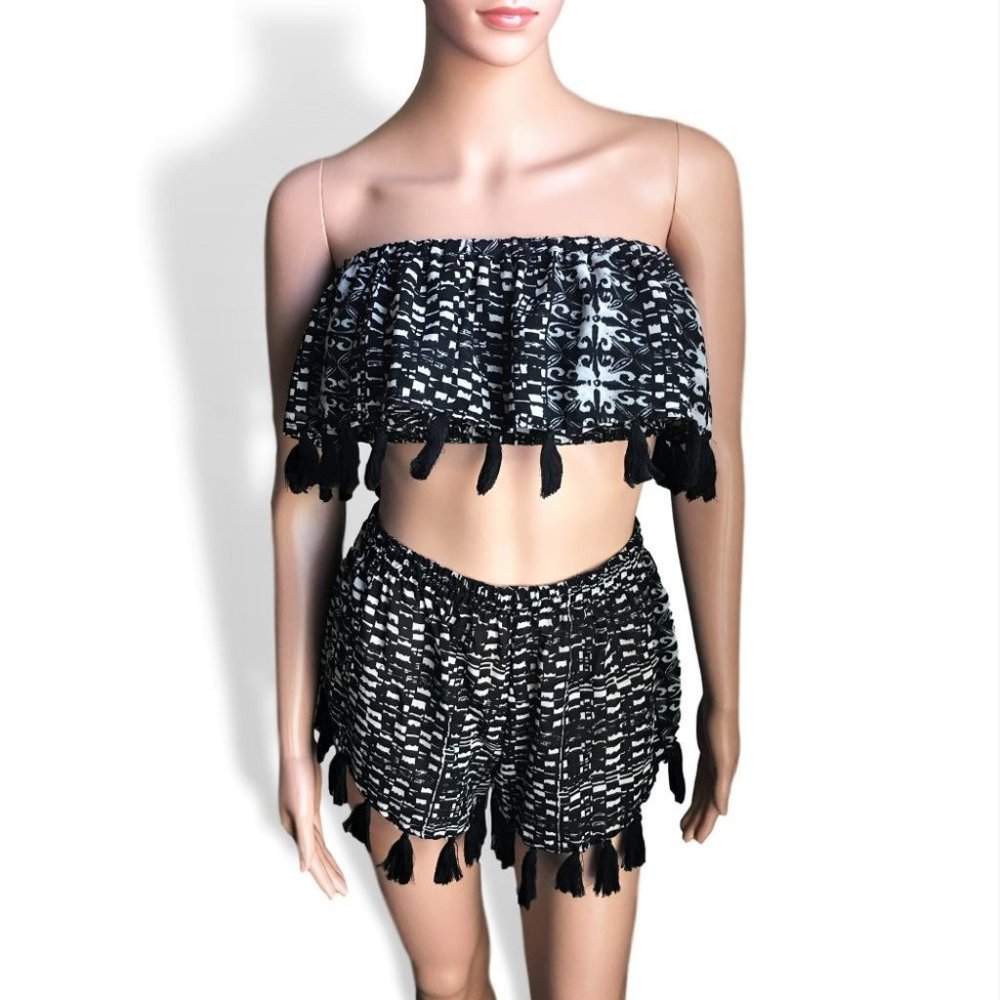 Bohoo Tassel Top and Short Set